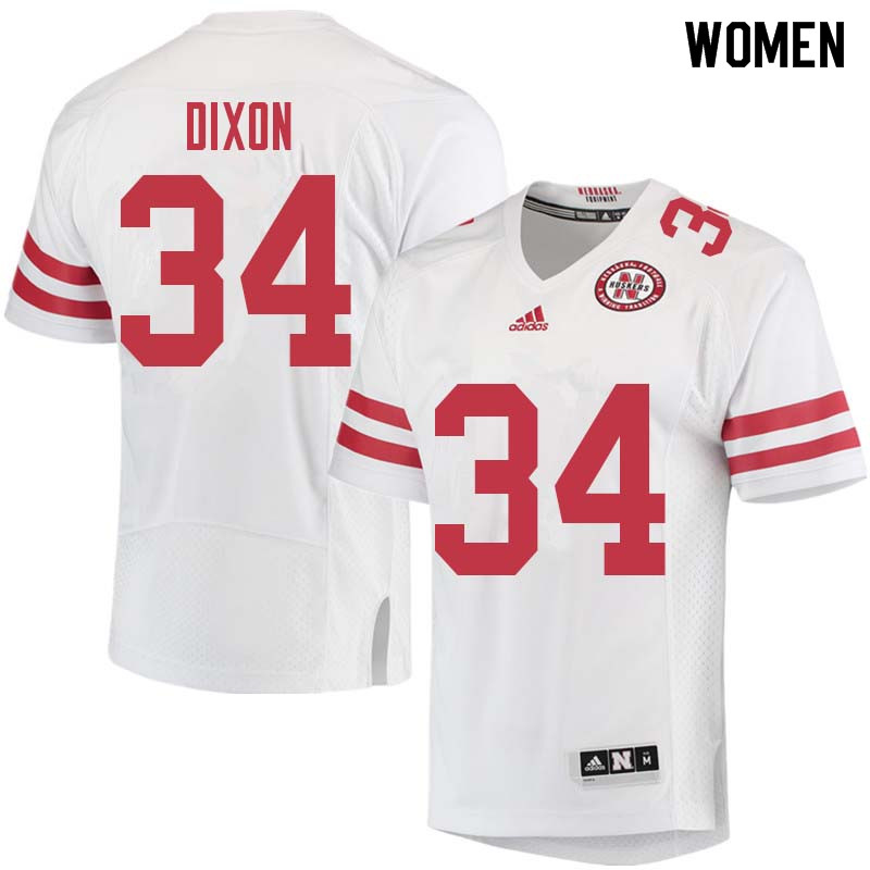 Women #34 Breon Dixon Nebraska Cornhuskers College Football Jerseys Sale-White